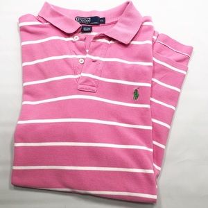 POLO Ralph Lauren classic Pink Stripe S/S shirt XL